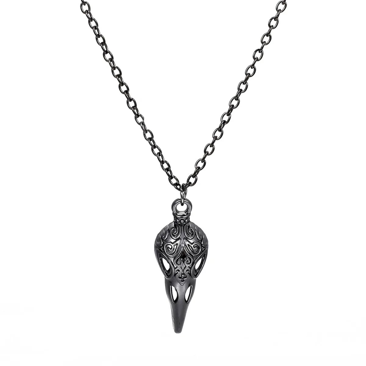 Black Crow Pendant Necklace