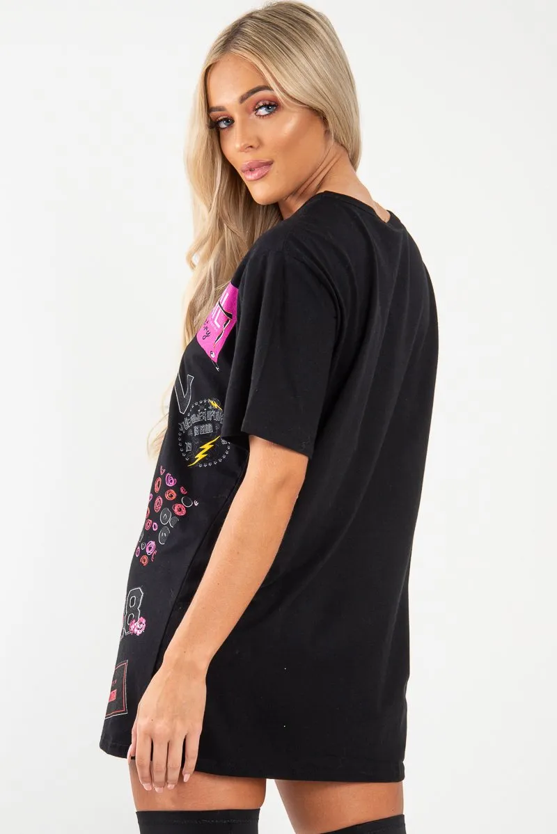 Black Fashion Icon Slogan Print T-Shirt - Raeonna