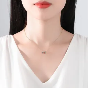 Blue Cubic Zirconia & 18K Gold-Plated Rainbow Pendant Necklace