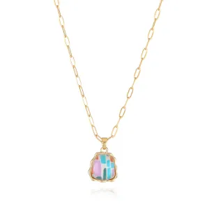 Blue Resin & 18K Gold-Plated Ladder Pendant Necklace