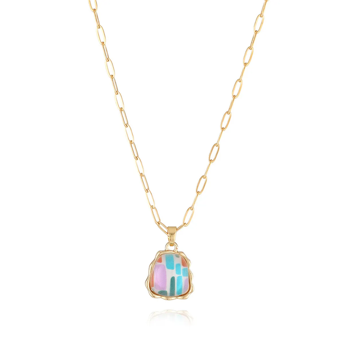Blue Resin & 18K Gold-Plated Ladder Pendant Necklace