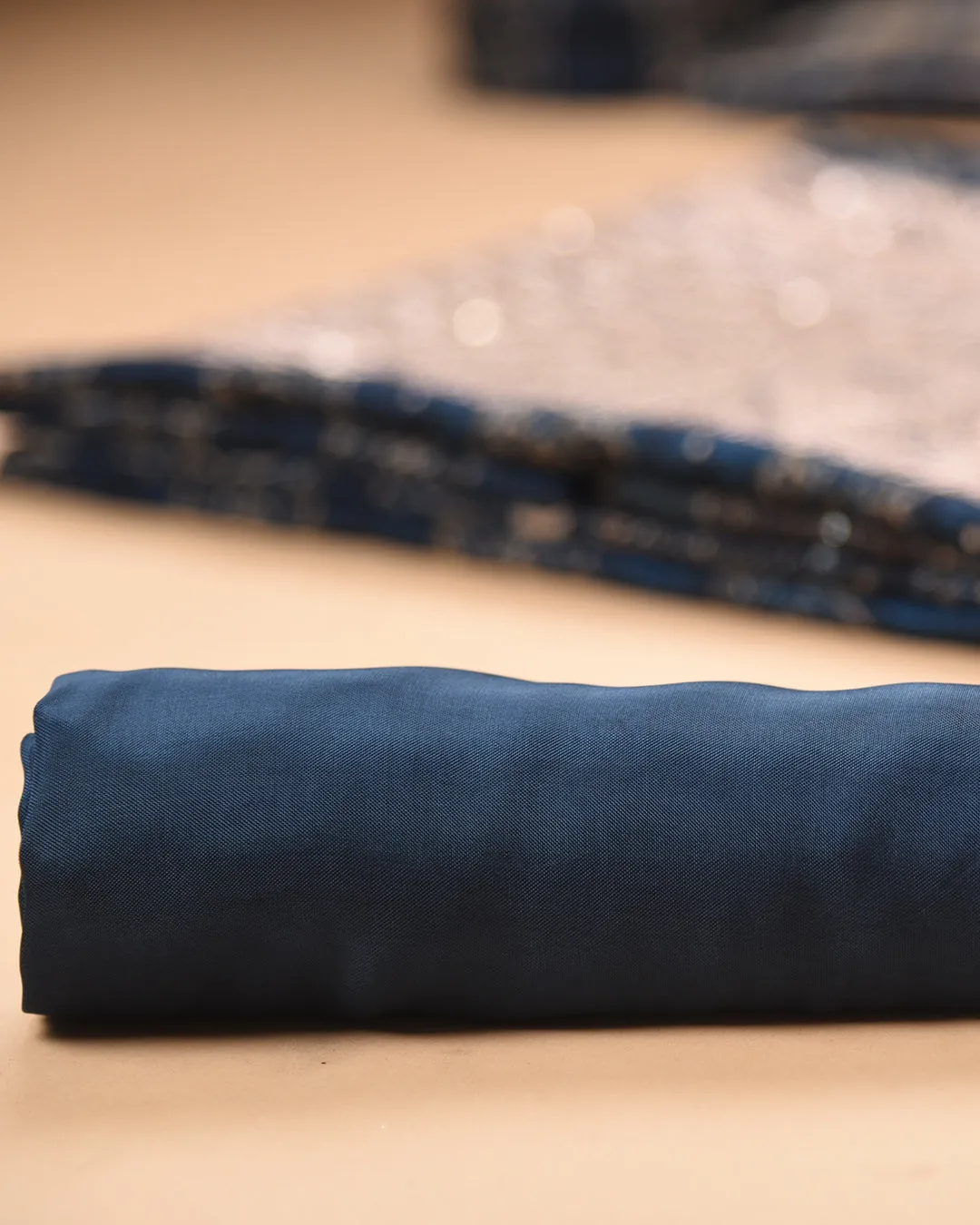 Blue Silk Blend Printed With Embroidery Unstitched Suit Fabric Set With Silk Blend Dupatta