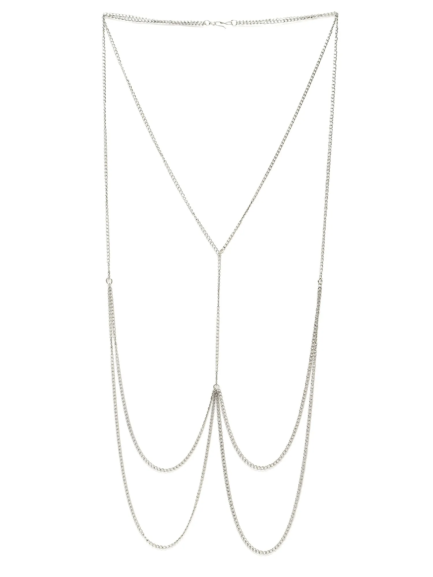 Bohey by KARATCART Silver Plated Body Chain for Women