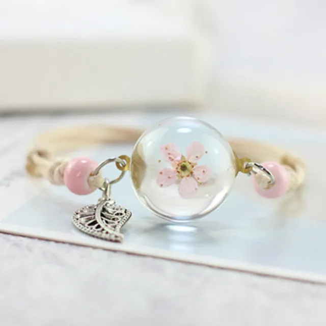 Boho Vintage Charm Bracelet Crystal Glass Ball Charm Bracelet Women Weave Multilayer Leather Bracelet Lucky Leaf Clover Flower