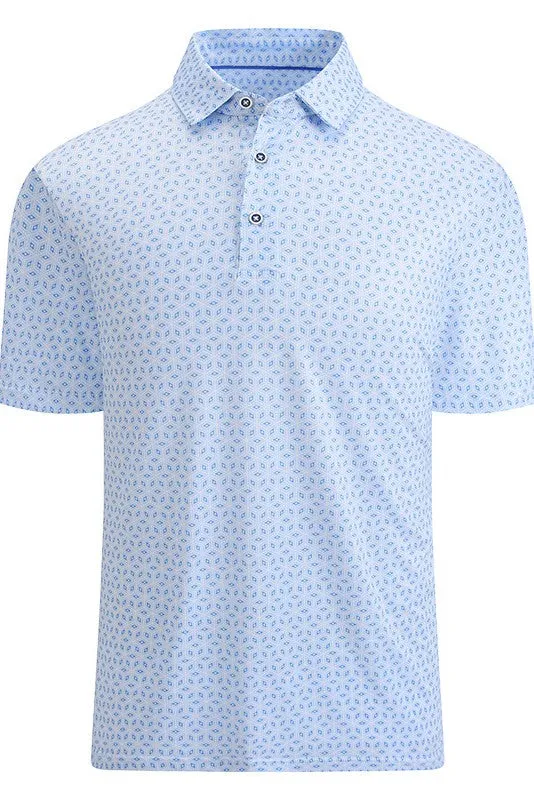 Bryer Printed Polo - White/Blue