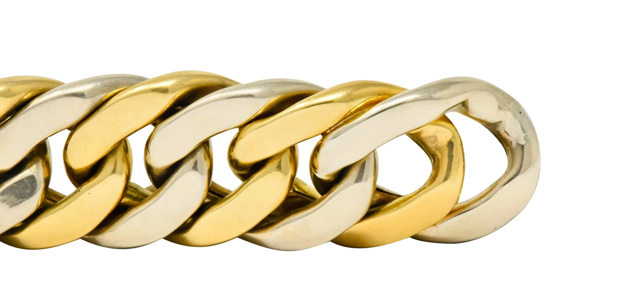 Carlo Weingrill Italian 18 Karat Two-Tone Gold Curb Link Unisex Bracelet