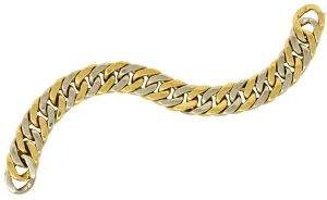 Carlo Weingrill Italian 18 Karat Two-Tone Gold Curb Link Unisex Bracelet