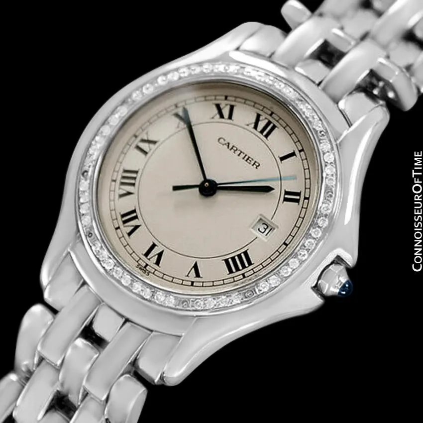 Cartier Cougar Panthere Mens Unisex Bracelet Watch - Stainless Steel & Diamonds