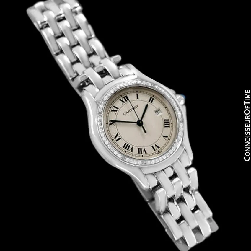 Cartier Cougar Panthere Mens Unisex Bracelet Watch - Stainless Steel & Diamonds