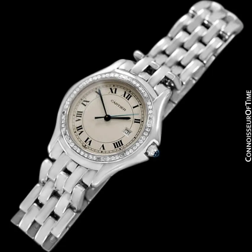 Cartier Cougar Panthere Mens Unisex Bracelet Watch - Stainless Steel & Diamonds