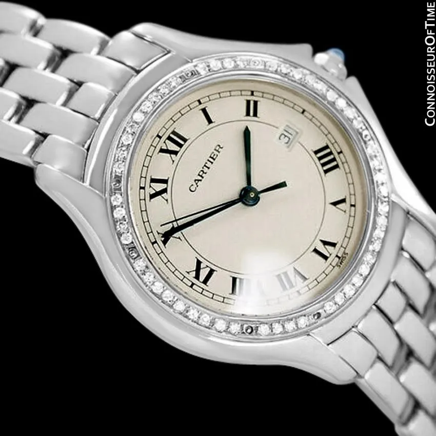 Cartier Cougar Panthere Mens Unisex Bracelet Watch - Stainless Steel & Diamonds