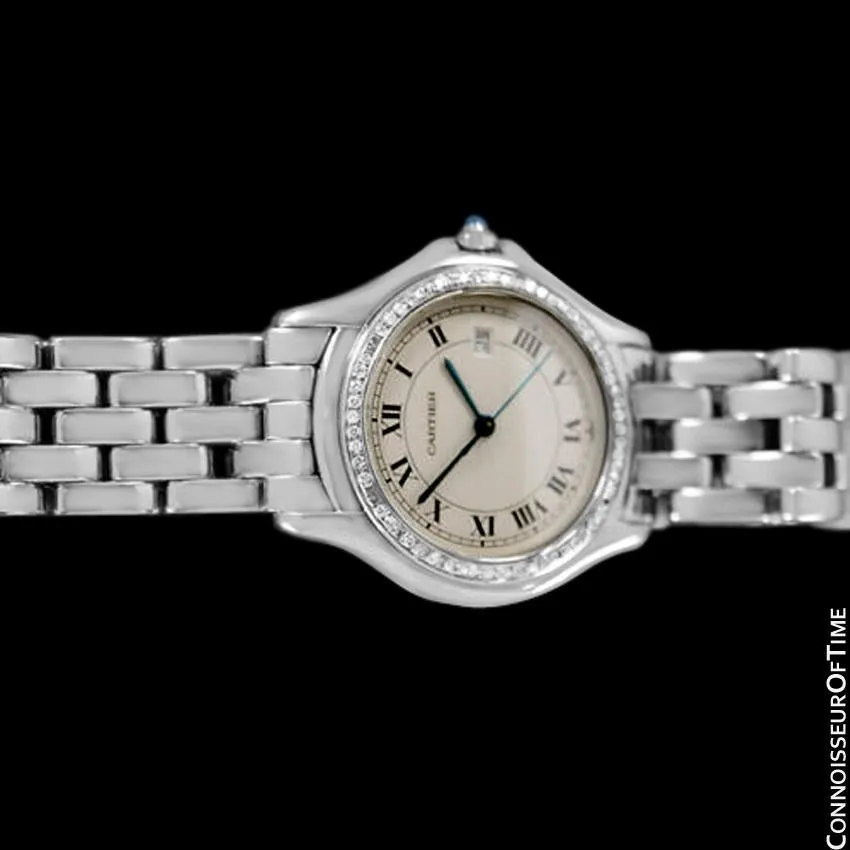 Cartier Cougar Panthere Mens Unisex Bracelet Watch - Stainless Steel & Diamonds
