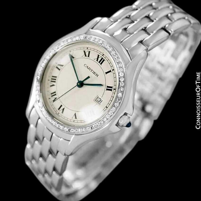 Cartier Cougar Panthere Mens Unisex Bracelet Watch - Stainless Steel & Diamonds