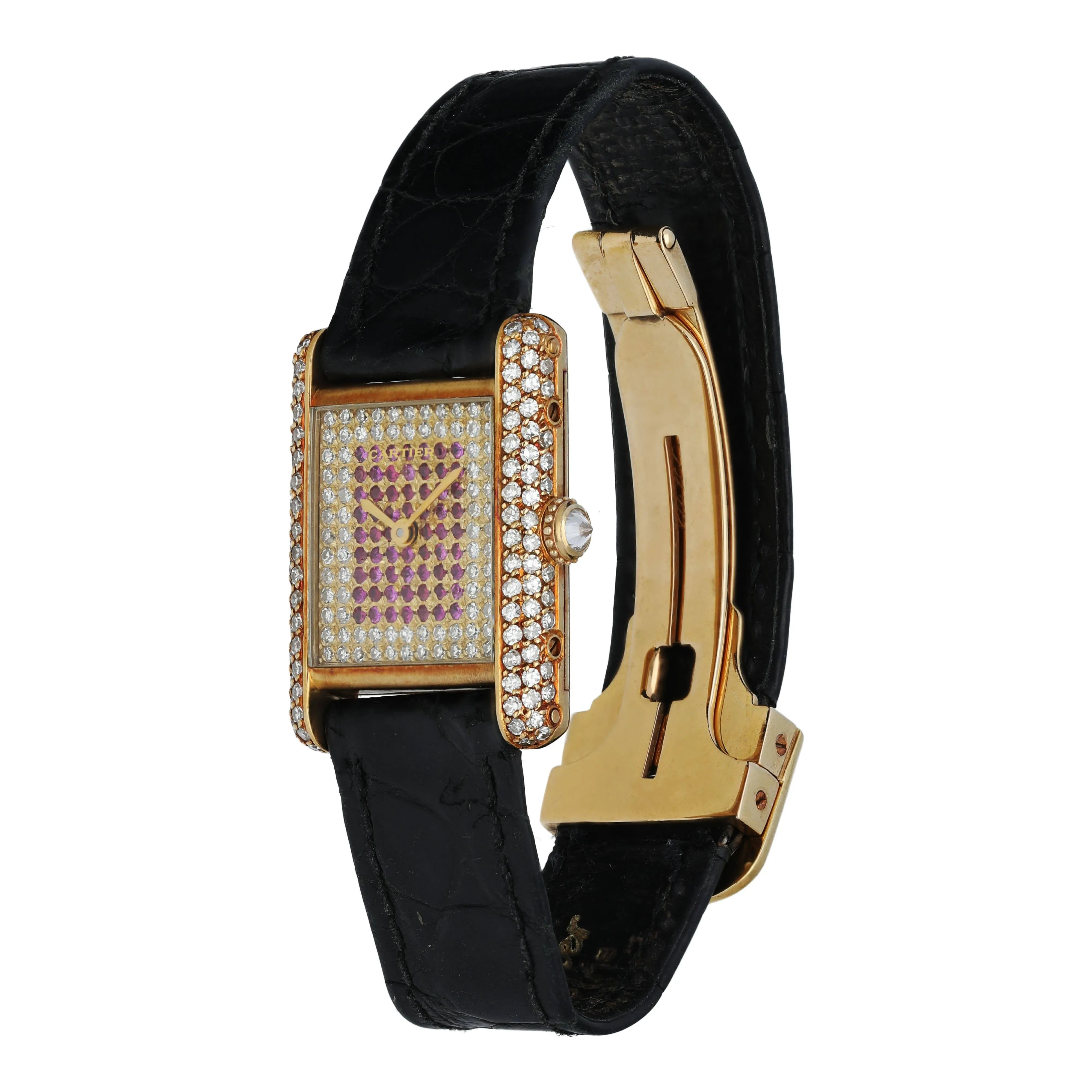 Cartier Tank Paris Diamond Dial Yellow Gold Ladies Watch