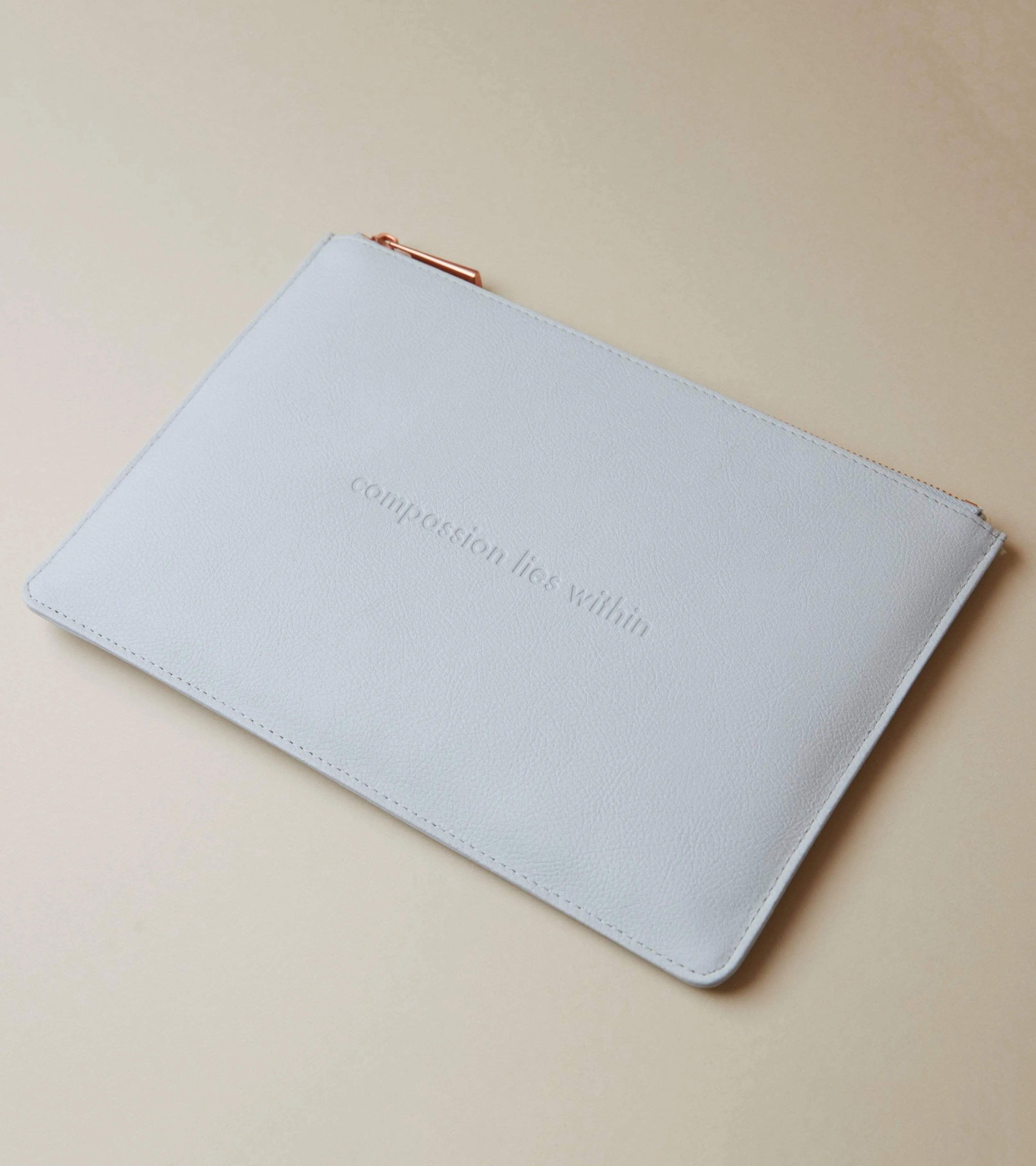 Classic Essentials Apple Leather Vegan Pouch | Light Grey