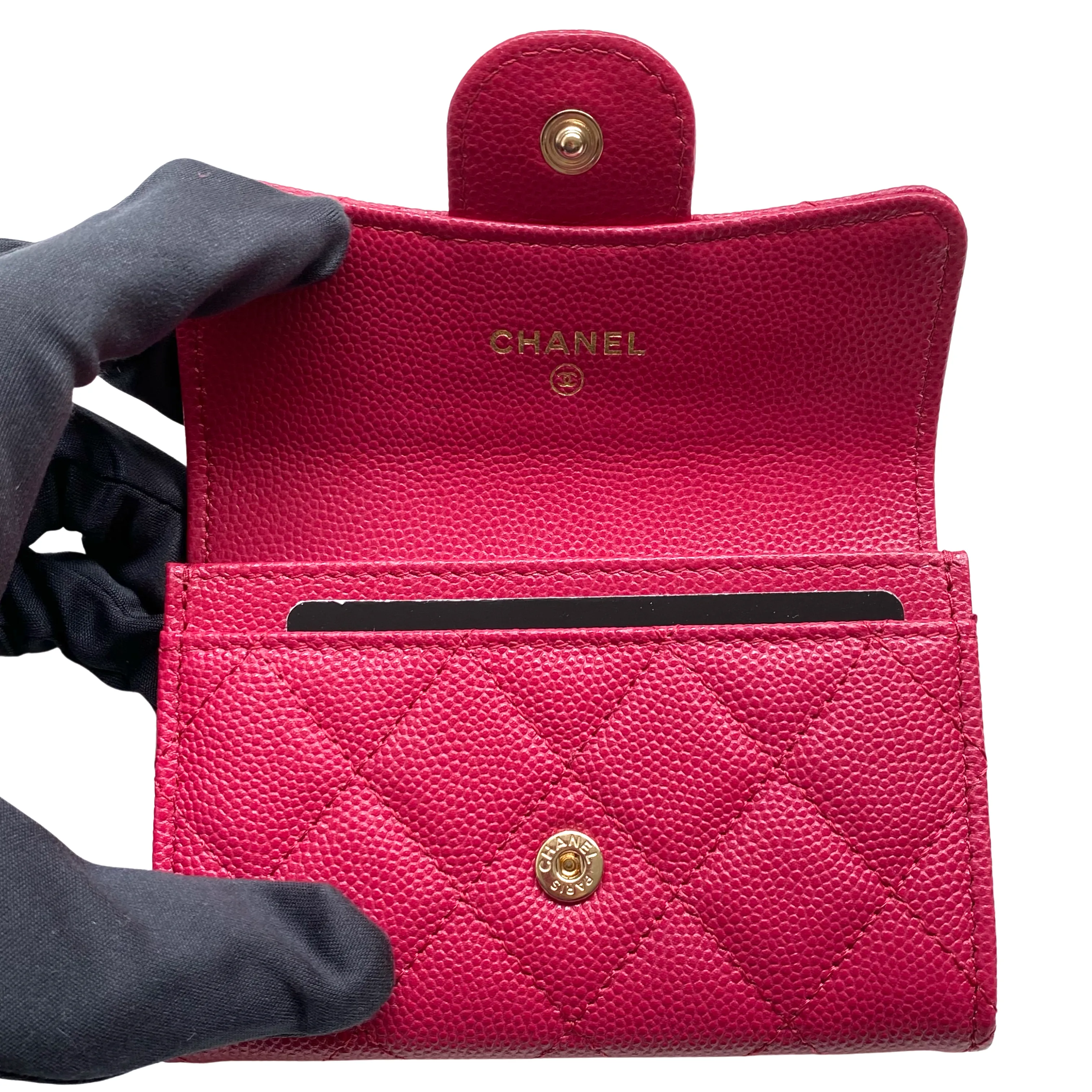 Classic Flap Card Holder in 21A Raspberry Caviar