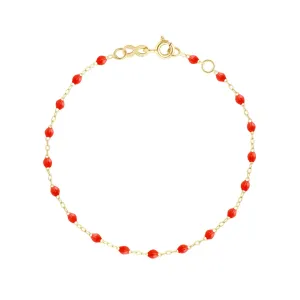 Classic Gigi Anklet- 9.4"- Yellow Gold- CORAL