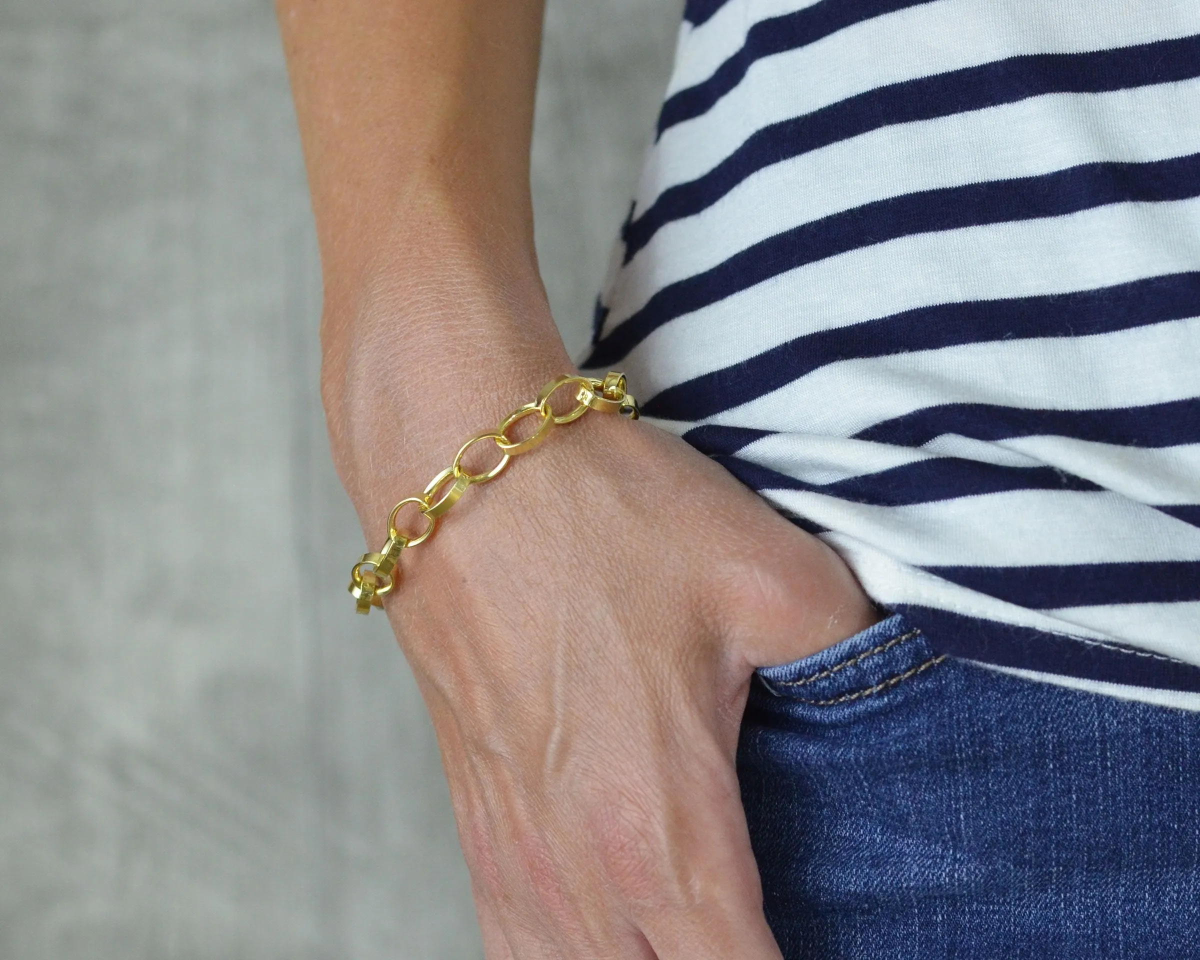 CLASSIC GOLD VERMEIL CHARM BRACELET - LOBSTER CLASP