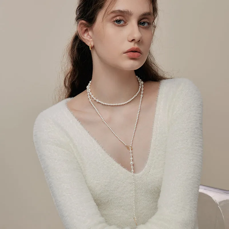 Classic Pearl OT-Shaped Clasp Long Necklace