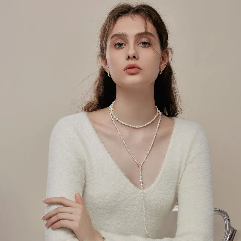 Classic Pearl OT-Shaped Clasp Long Necklace