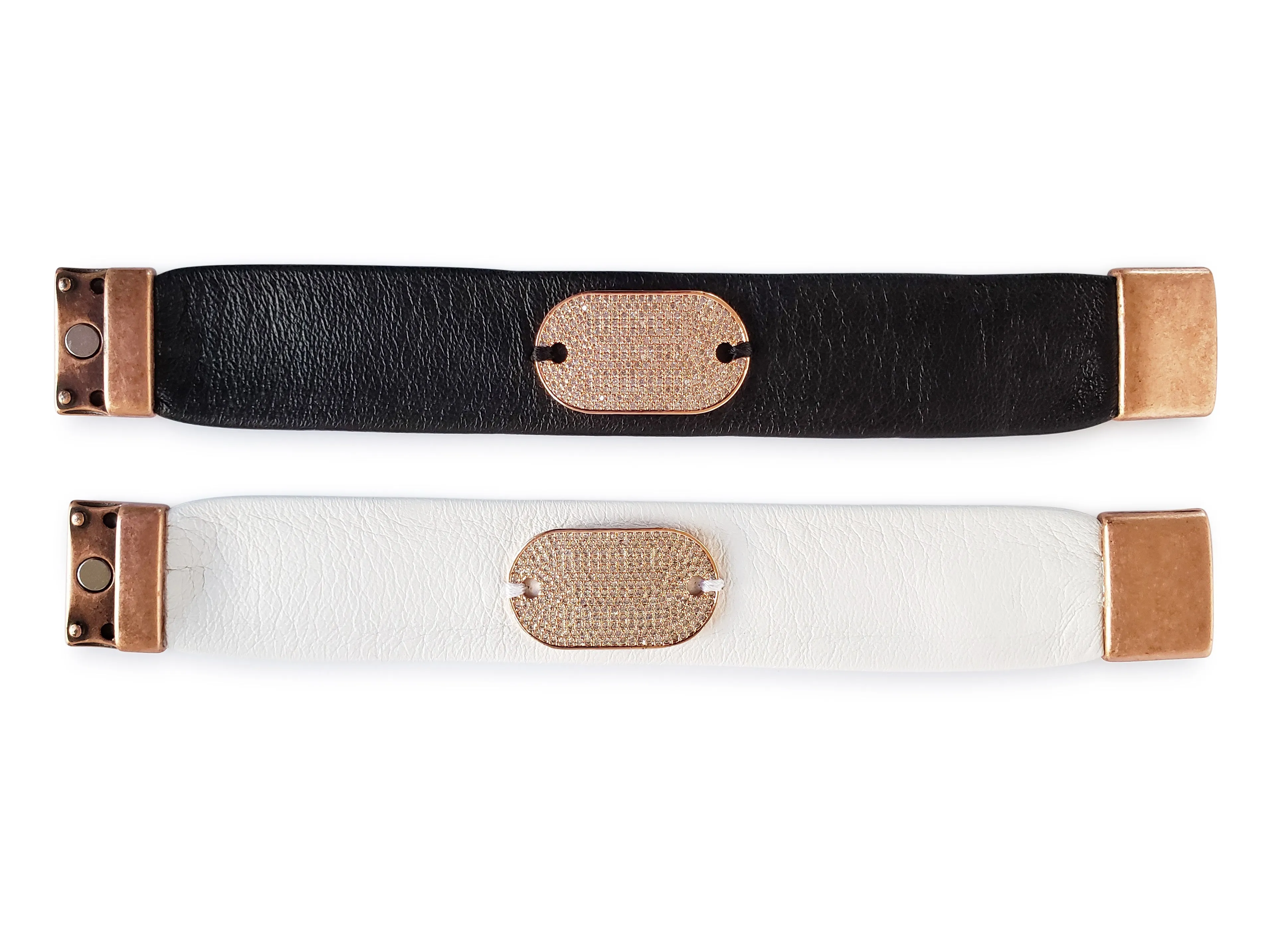 Classic Rose Gold Rectangle Micro Pave SZ Tag Bracelet