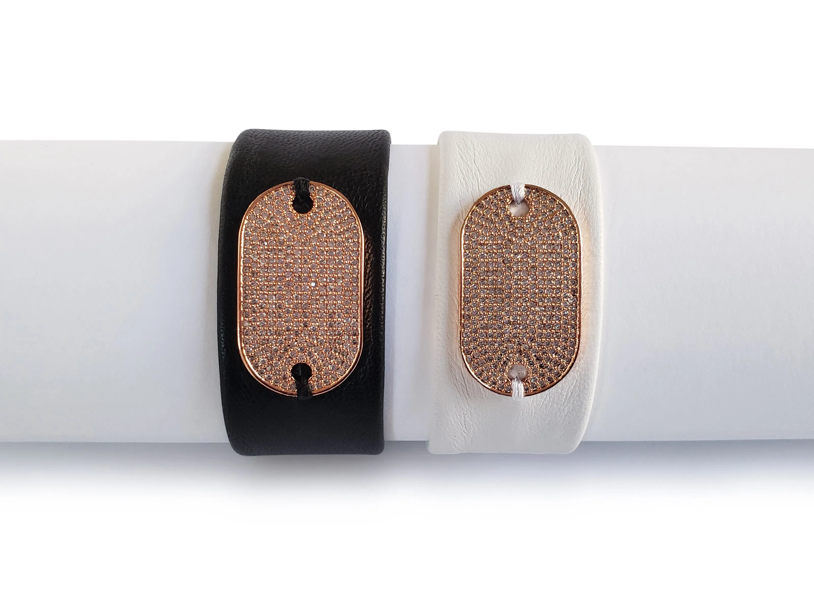 Classic Rose Gold Rectangle Micro Pave SZ Tag Bracelet