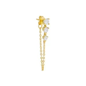 Colored Graduated CZ Chain Stud Earring