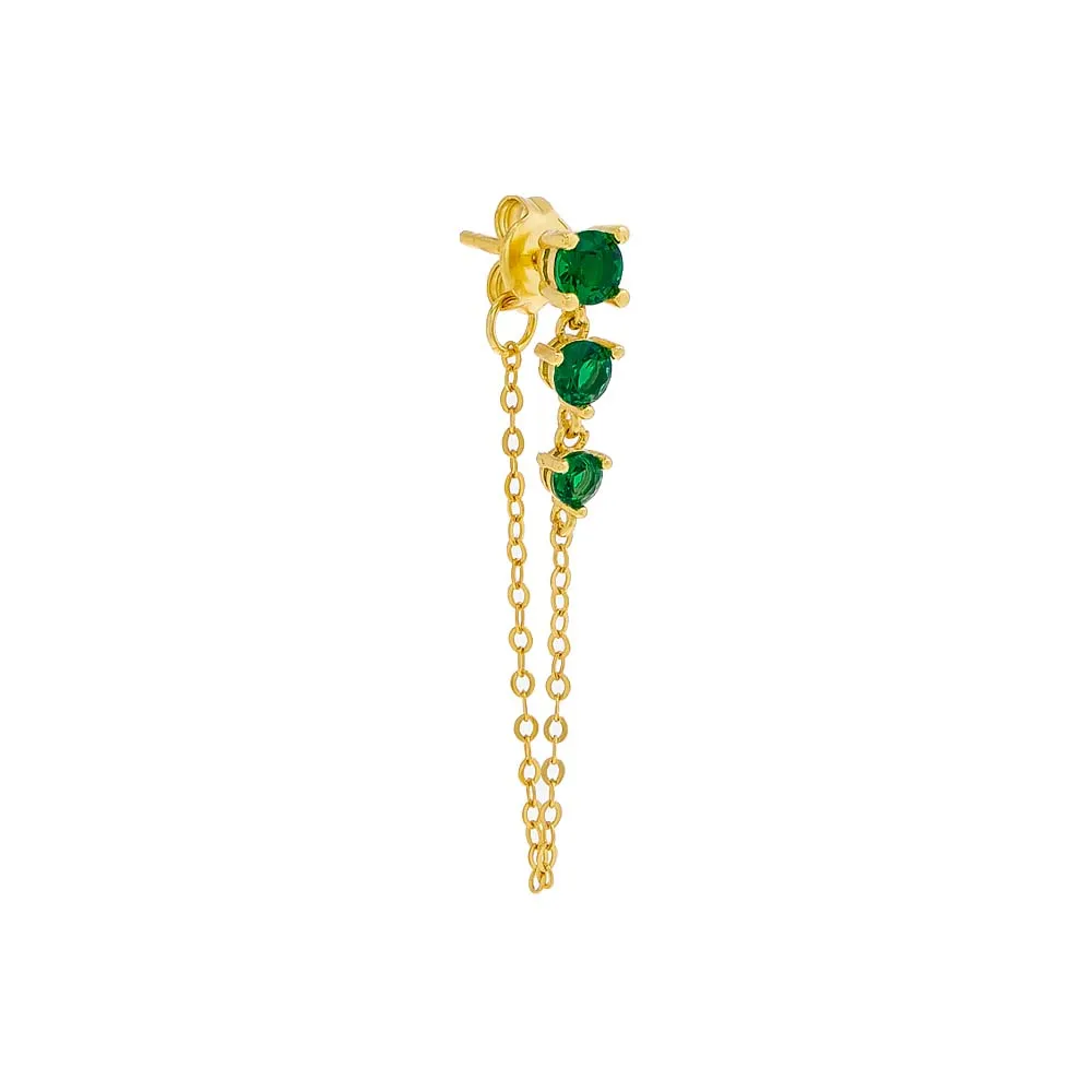 Colored Graduated CZ Chain Stud Earring