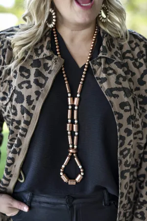 Copper Fashion Cylinder Teardrop Necklace
