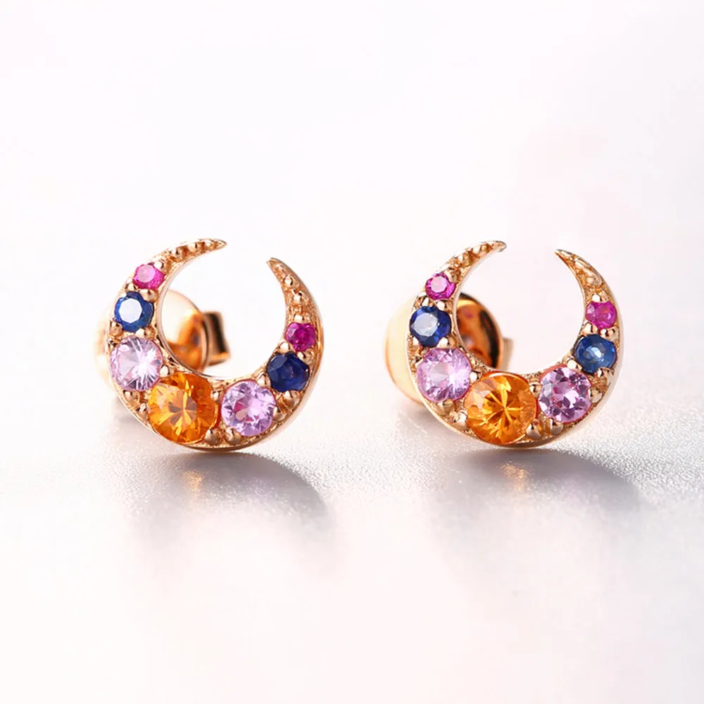 Crescent Moon Stud Earrings