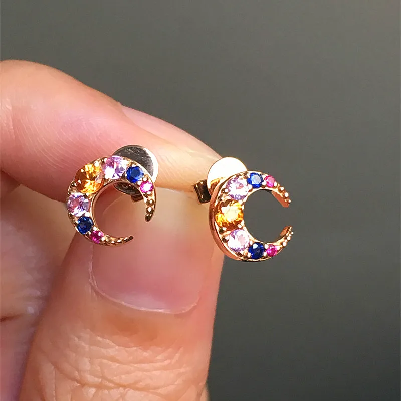 Crescent Moon Stud Earrings