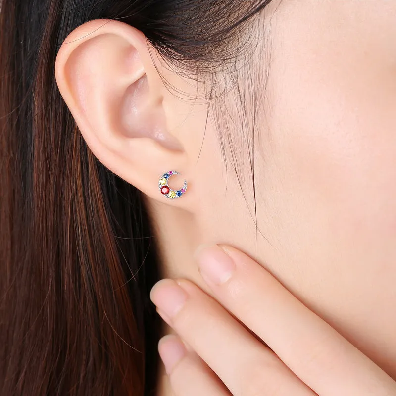 Crescent Moon Stud Earrings