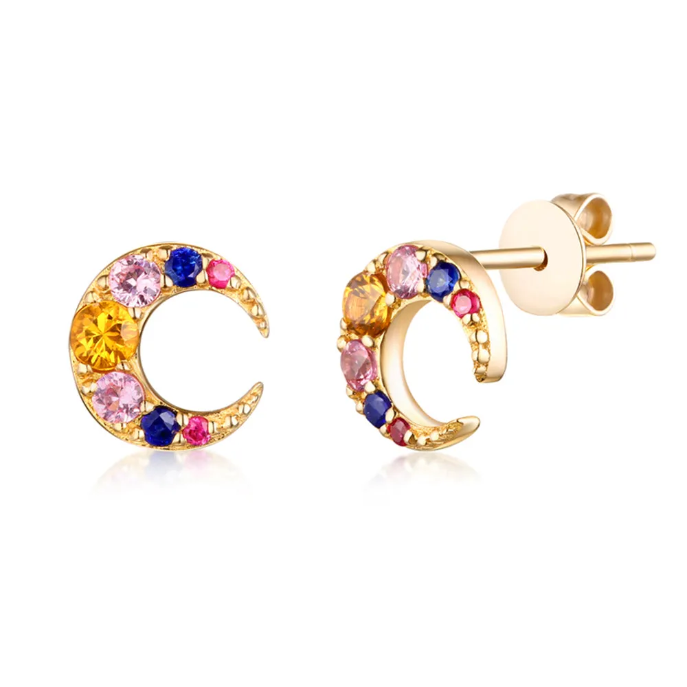 Crescent Moon Stud Earrings