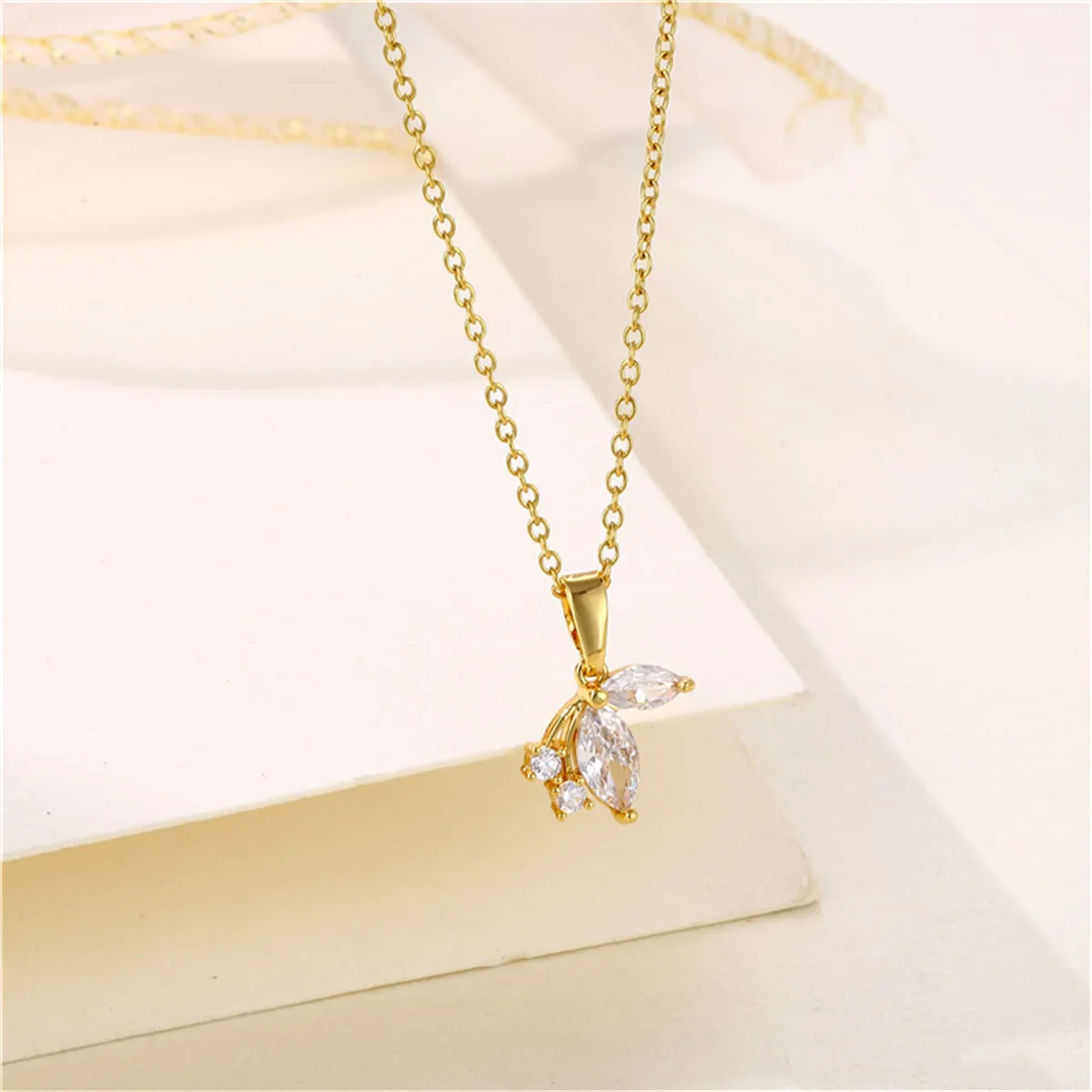 Crystal & 18K Gold-Plated Butterfly Pendant Necklace