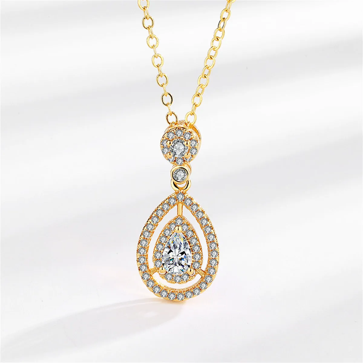 Crystal & Cubic Zirconia 18K Gold-Plated Hola Teardrop Pendant Necklace