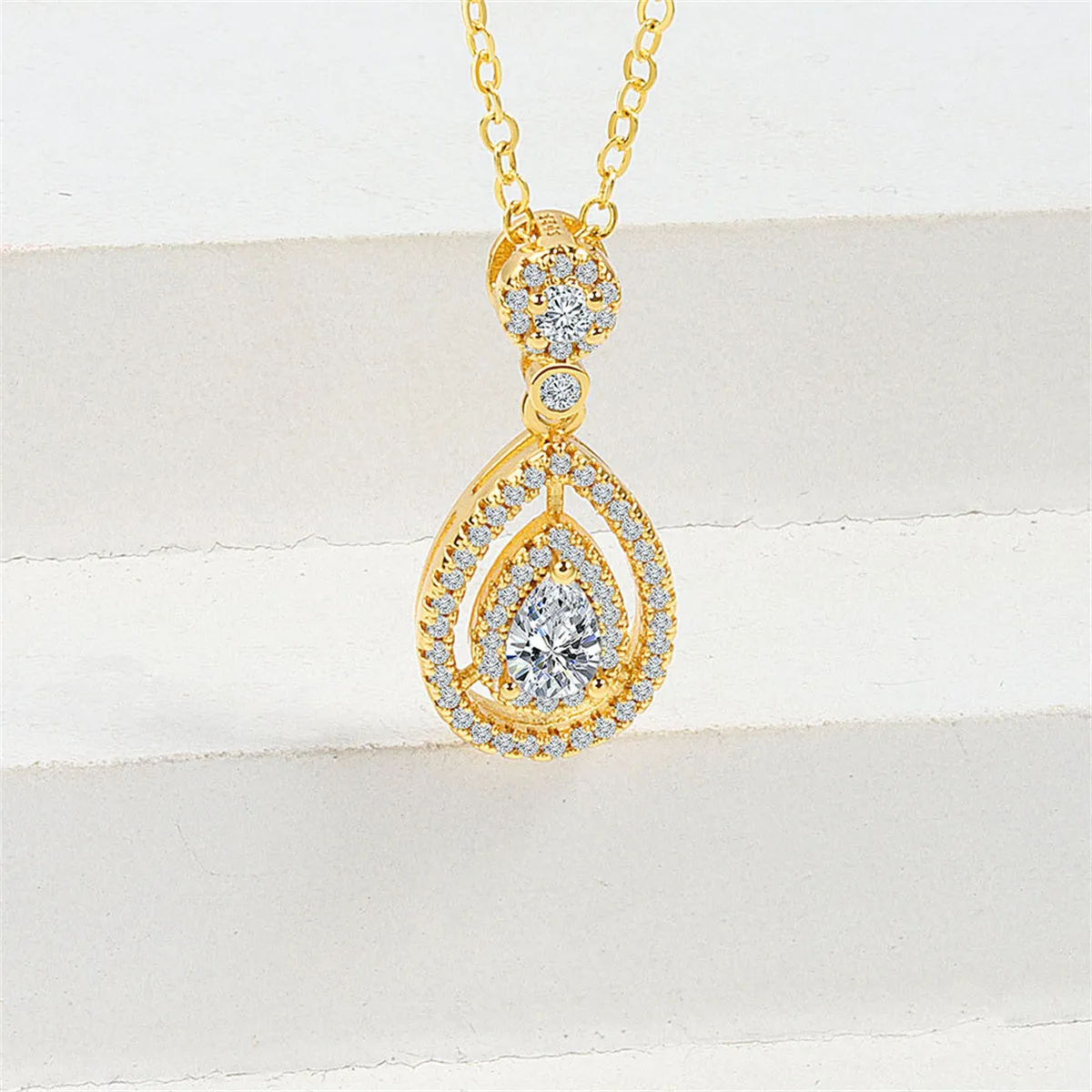 Crystal & Cubic Zirconia 18K Gold-Plated Hola Teardrop Pendant Necklace