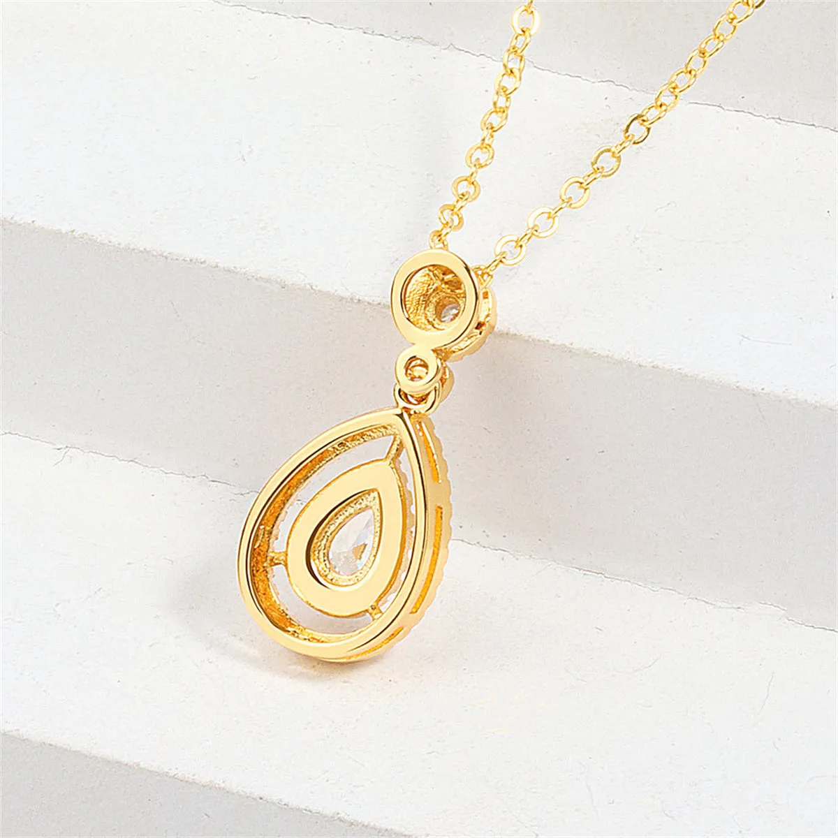 Crystal & Cubic Zirconia 18K Gold-Plated Hola Teardrop Pendant Necklace