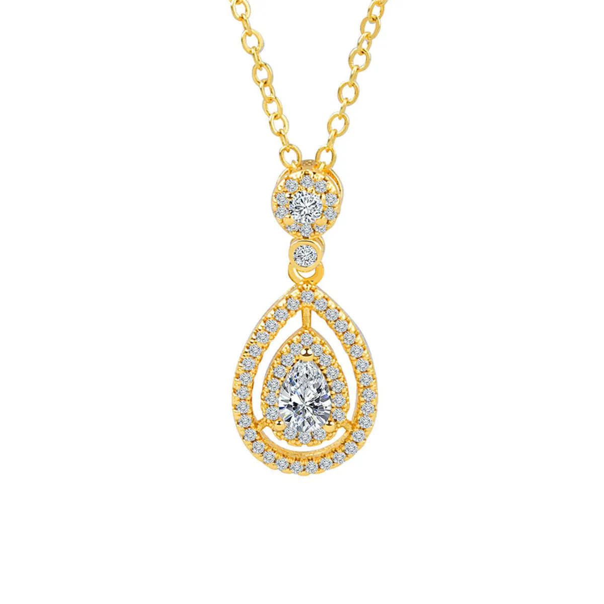 Crystal & Cubic Zirconia 18K Gold-Plated Hola Teardrop Pendant Necklace