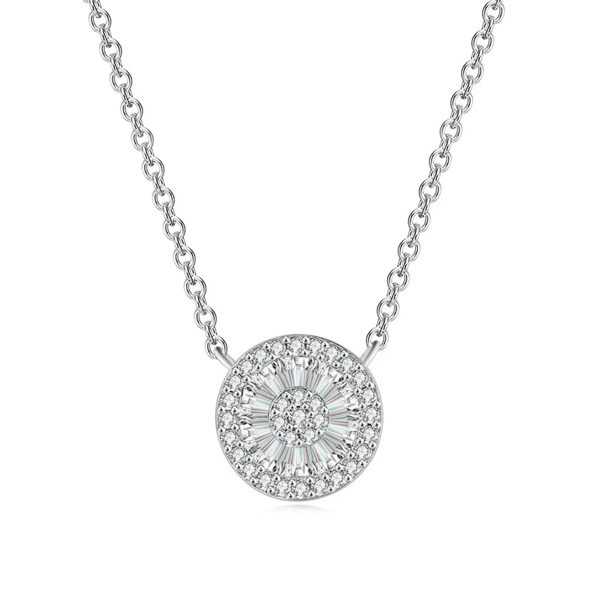 Crystal & Cubic Zirconia Round Pendant Necklace