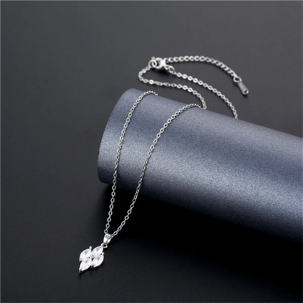 Crystal & Silver-Plated Marquise Pendant Necklace