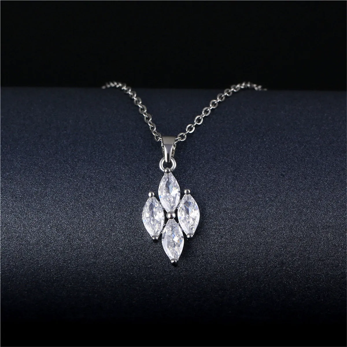 Crystal & Silver-Plated Marquise Pendant Necklace