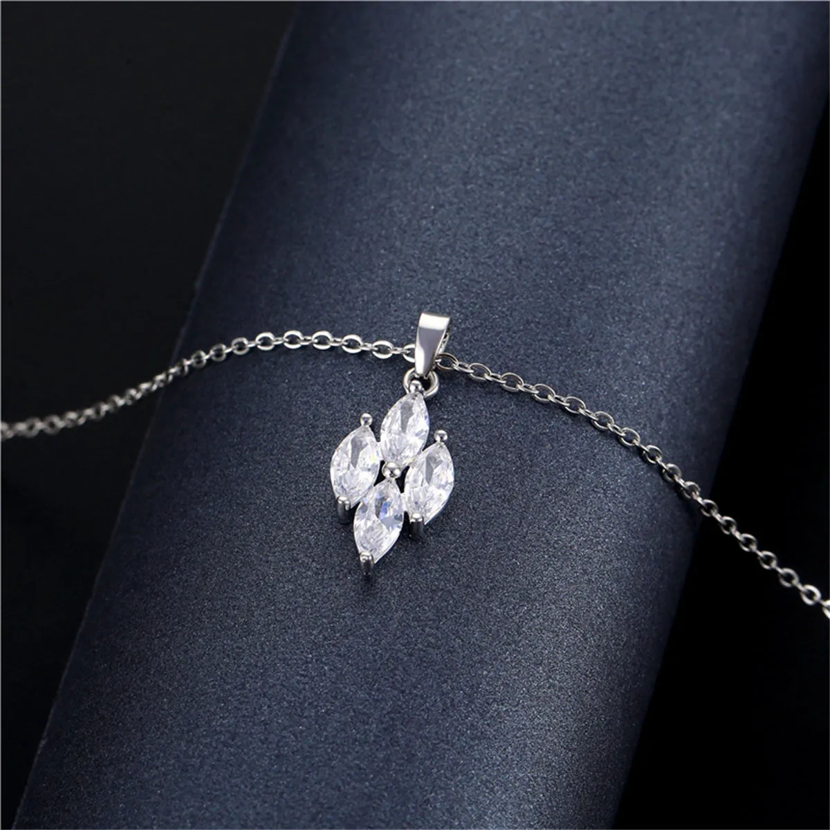 Crystal & Silver-Plated Marquise Pendant Necklace