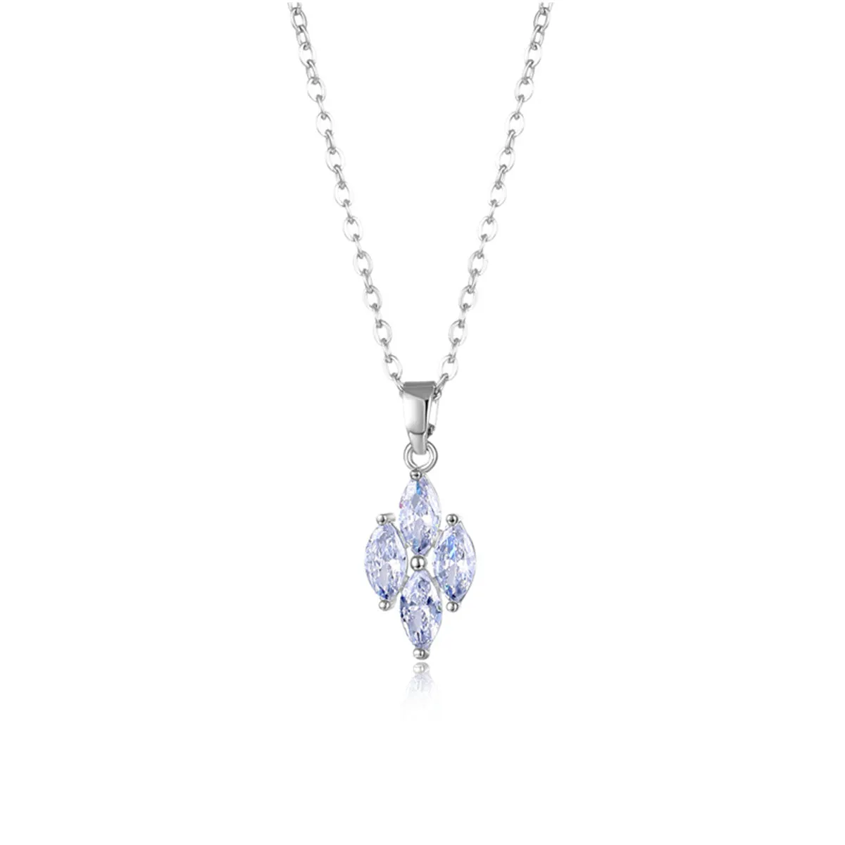Crystal & Silver-Plated Marquise Pendant Necklace