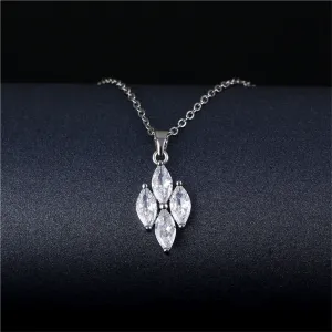 Crystal & Silver-Plated Marquise Pendant Necklace