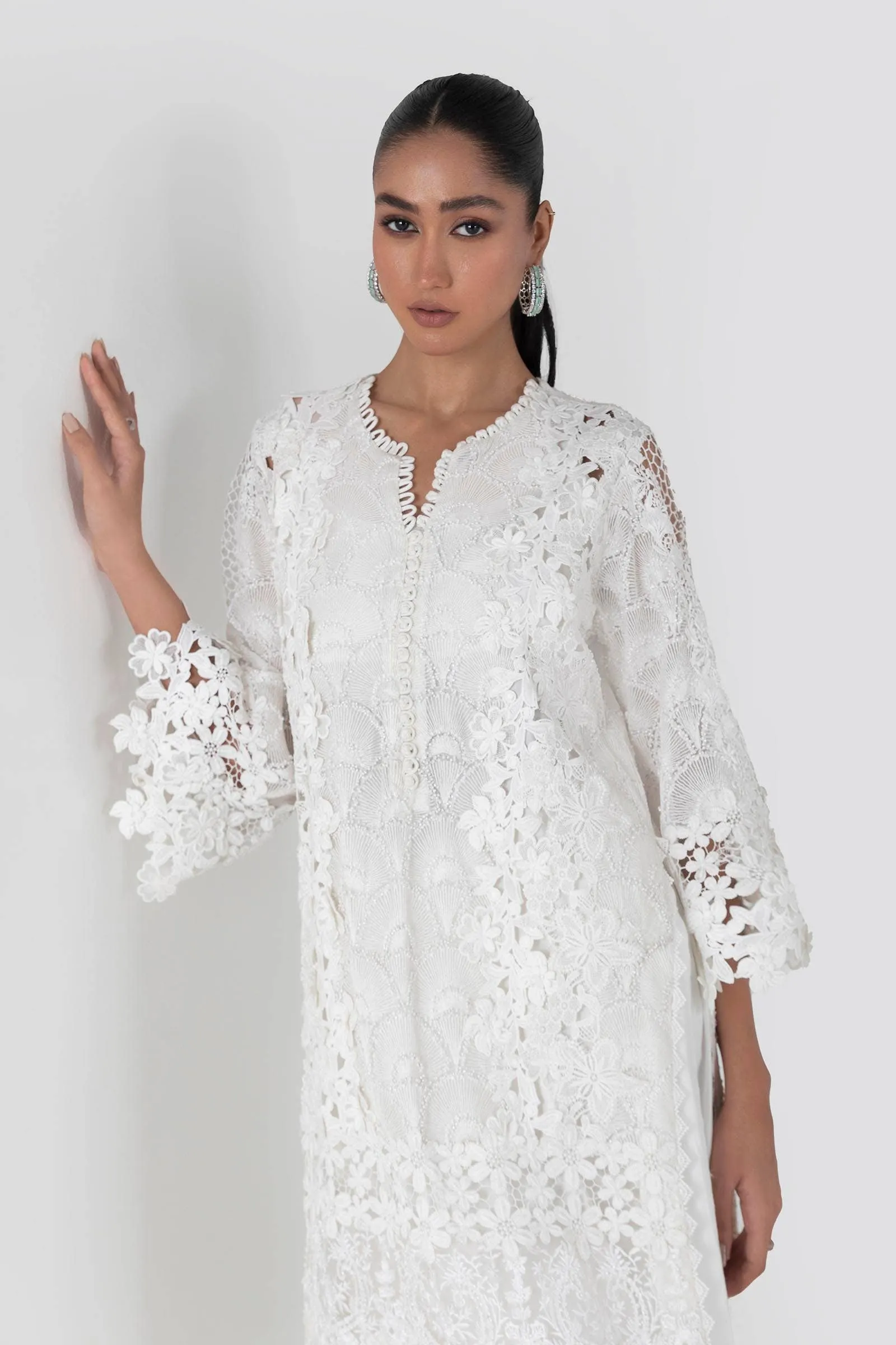 Crystal White Embroidered Net Design Luxury Pakistani Party Dress
