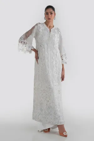 Crystal White Embroidered Net Design Luxury Pakistani Party Dress