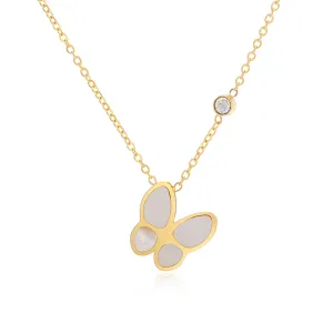 Cubic Zirconia & 18K Gold-Plated Butterfly Pendant Necklace