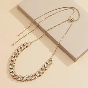 Cubic Zirconia & 18K Gold-Plated Figaro Statement Necklace