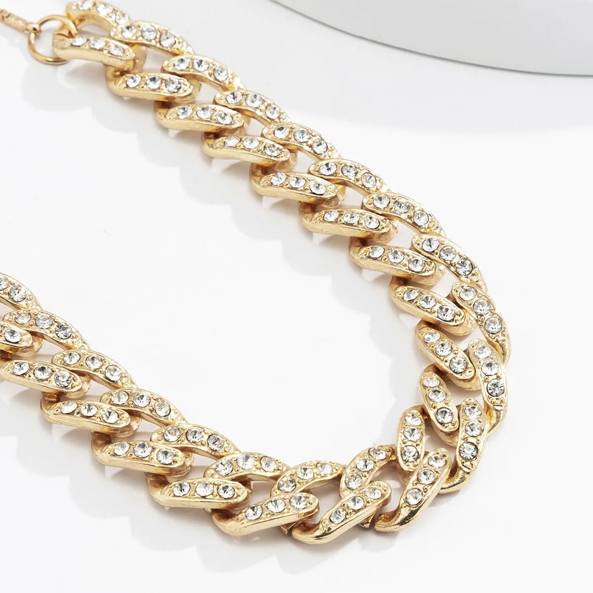 Cubic Zirconia & 18K Gold-Plated Figaro Statement Necklace