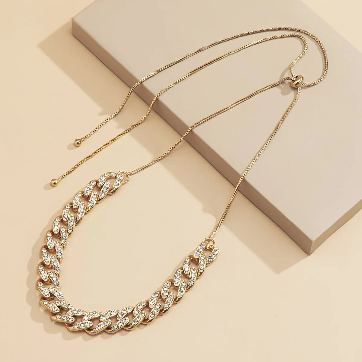 Cubic Zirconia & 18K Gold-Plated Figaro Statement Necklace